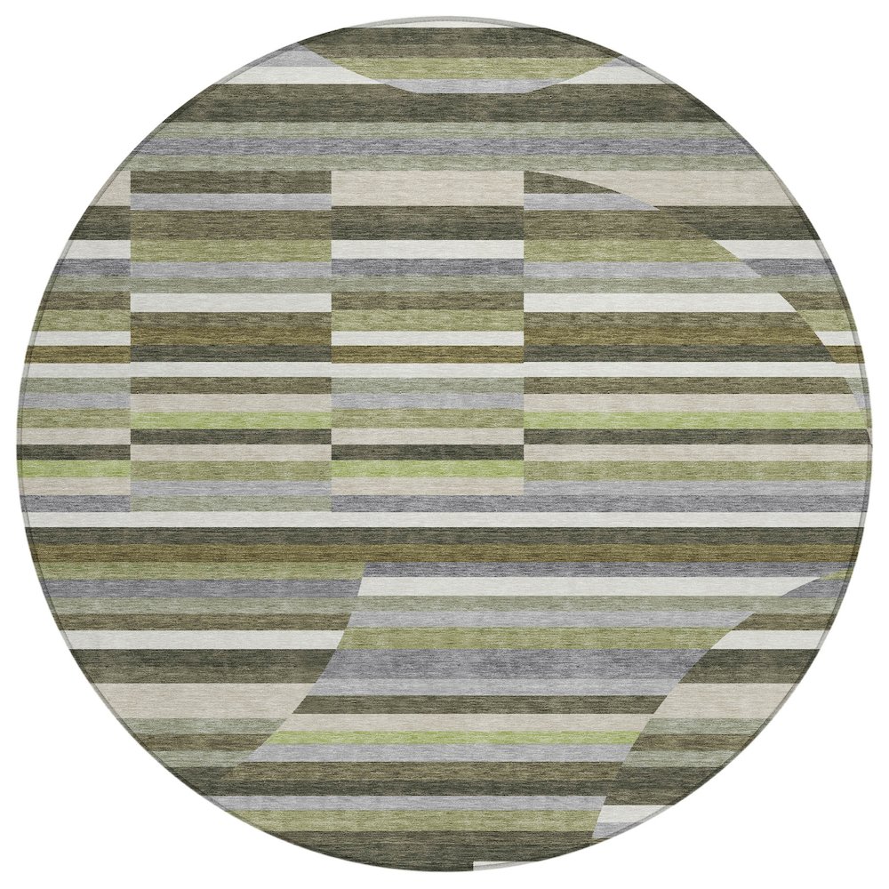 Machine Washable Indoor/Outdoor Chantille ACN2600 Green 8' x 8' Round Rug. Picture 1
