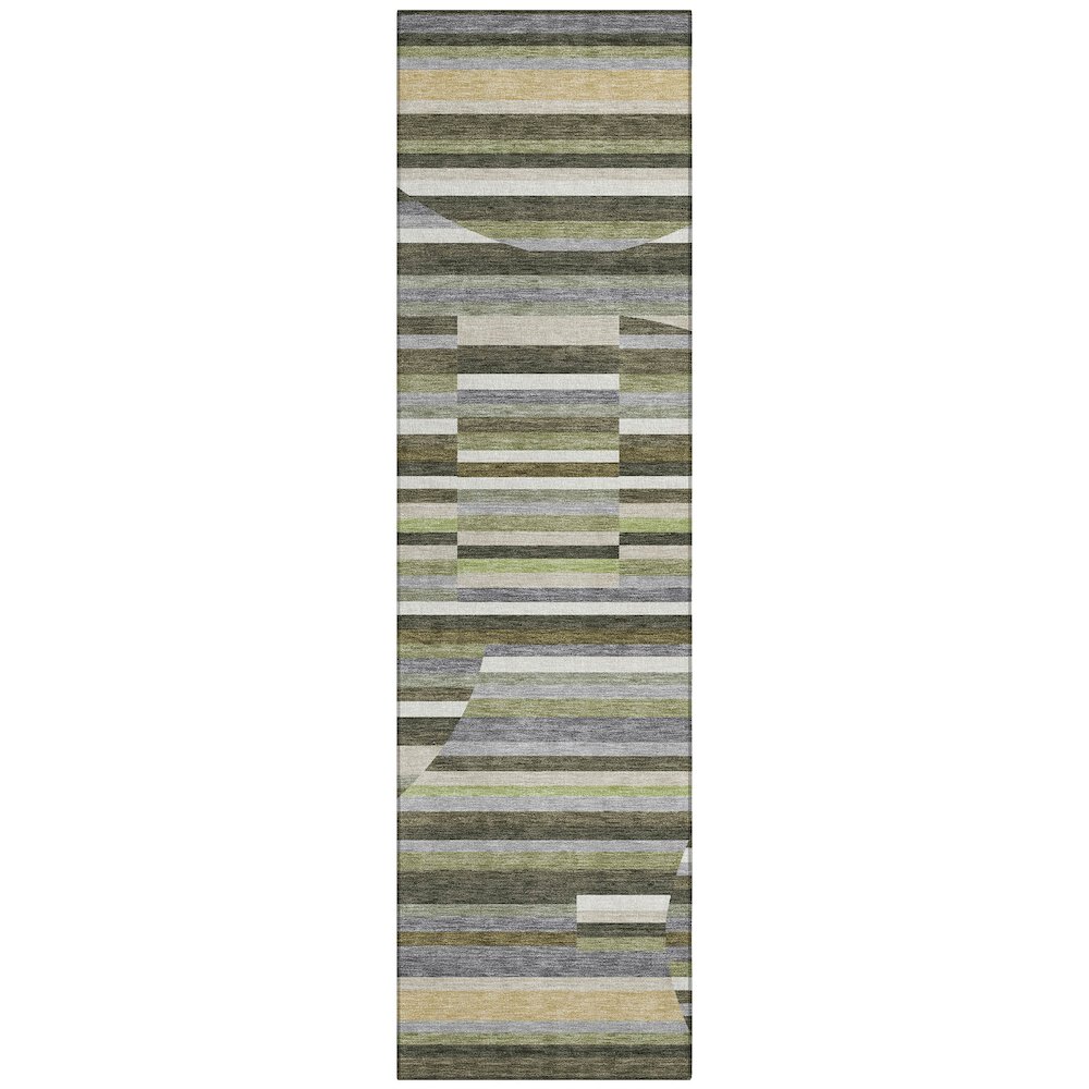 Machine Washable Indoor/Outdoor Chantille ACN2600 Green 2'3" x 7'6" Runner Rug. Picture 1