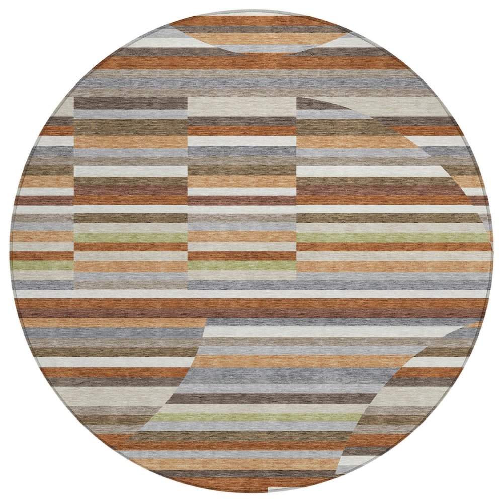 Machine Washable Indoor/Outdoor Chantille ACN2600 Orange 8' x 8' Round Rug. Picture 1