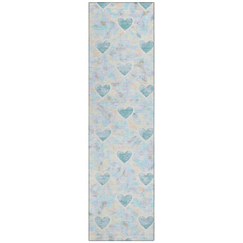 Machine Washable Indoor/Outdoor Chantille ACN2601 Teal 2'3" x 7'6" Runner Rug. Picture 1