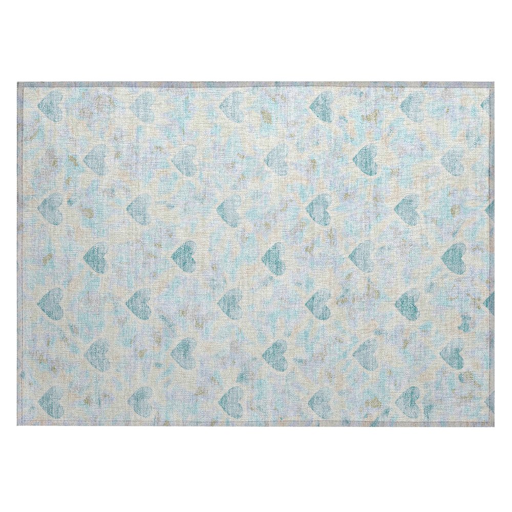 Machine Washable Indoor/Outdoor Chantille ACN2601 Teal 1'8" x 2'6" Rug. Picture 1