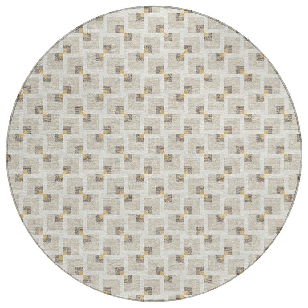 Machine Washable Indoor/Outdoor Chantille ACN2602 Brown 8' x 8' Round Rug. Picture 1