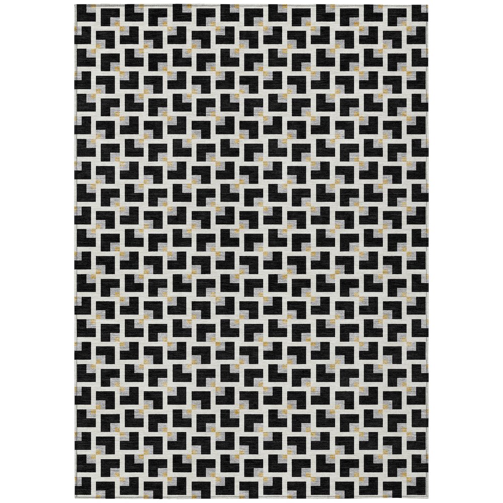 Machine Washable Indoor/Outdoor Chantille ACN2602 Black 2'6" x 3'10" Rug. Picture 1