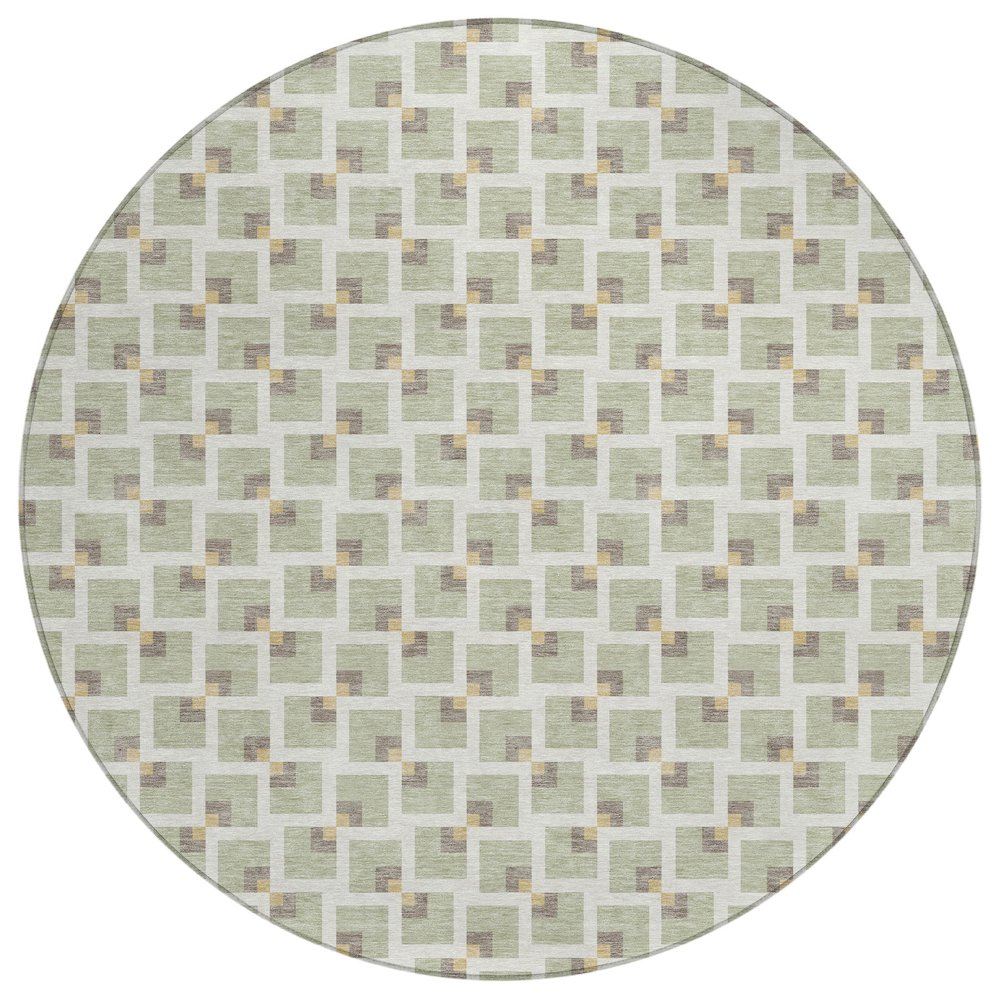 Machine Washable Indoor/Outdoor Chantille ACN2602 Green 8' x 8' Round Rug. Picture 1