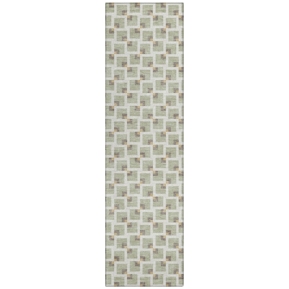 Machine Washable Indoor/Outdoor Chantille ACN2602 Green 2'3" x 7'6" Runner Rug. Picture 1