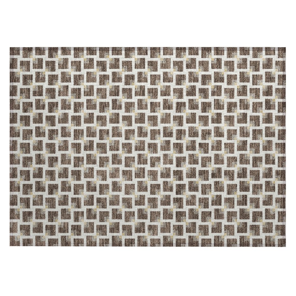 Machine Washable Indoor/Outdoor Chantille ACN2602 Brown 1'8" x 2'6" Rug. Picture 1