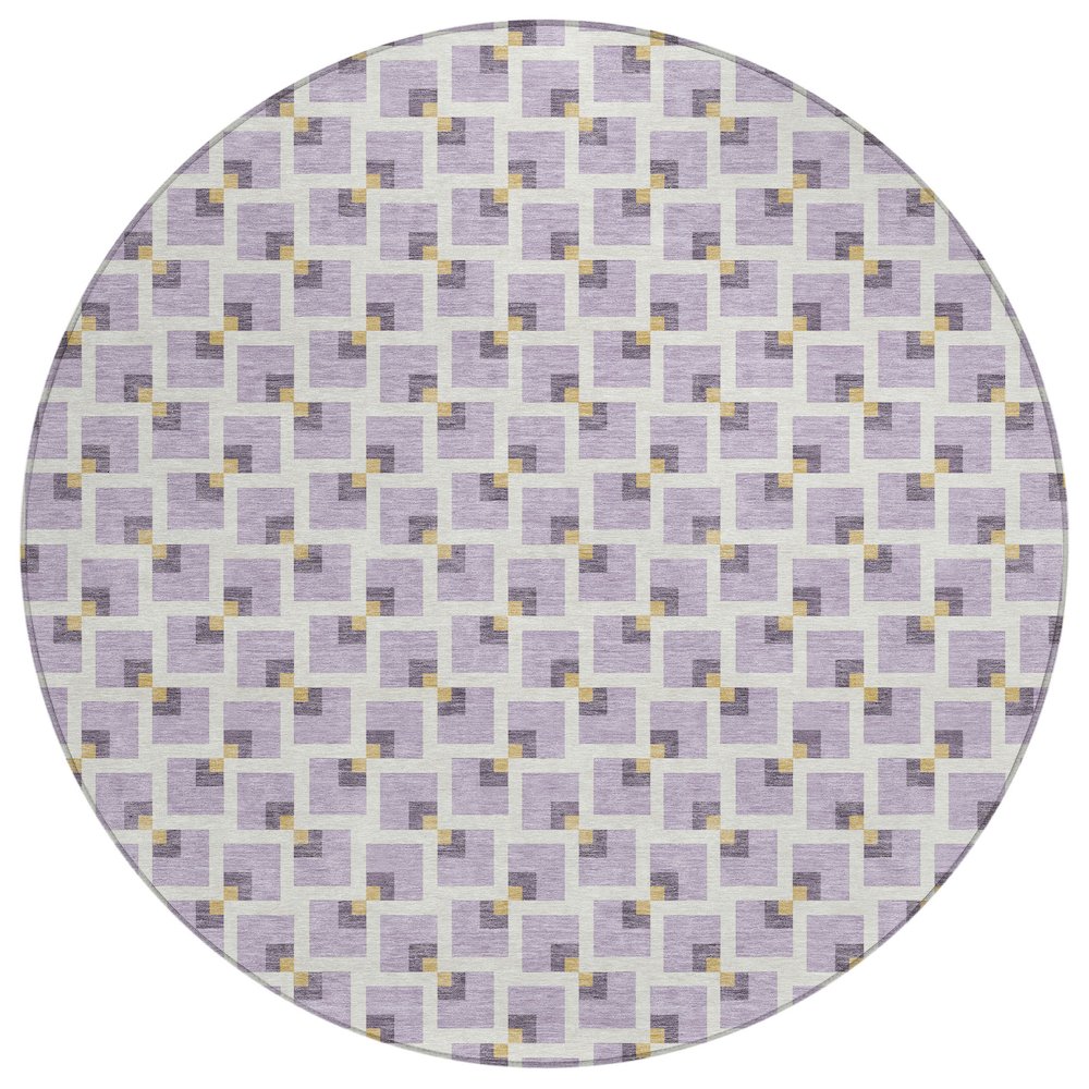 Machine Washable Indoor/Outdoor Chantille ACN2602 Purple 8' x 8' Round Rug. Picture 1