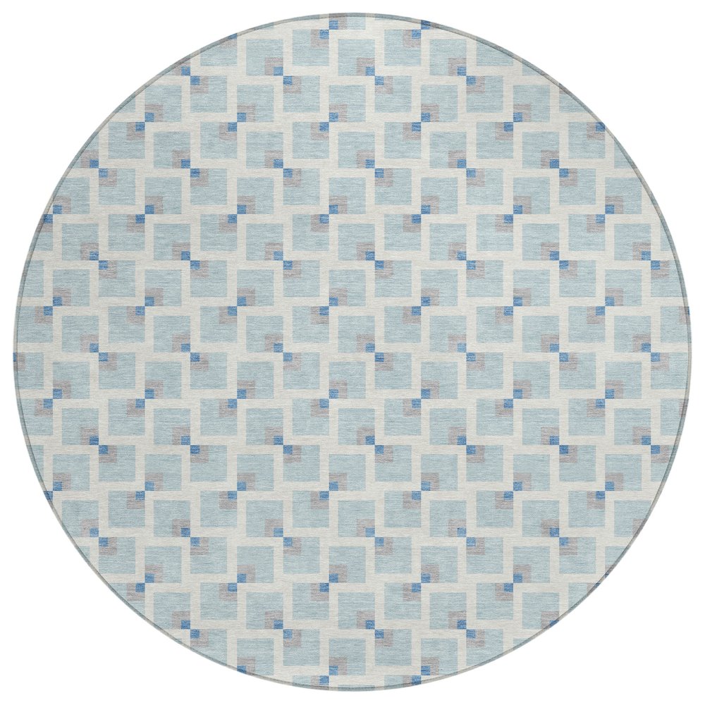 Machine Washable Indoor/Outdoor Chantille ACN2602 Blue 8' x 8' Round Rug. Picture 1