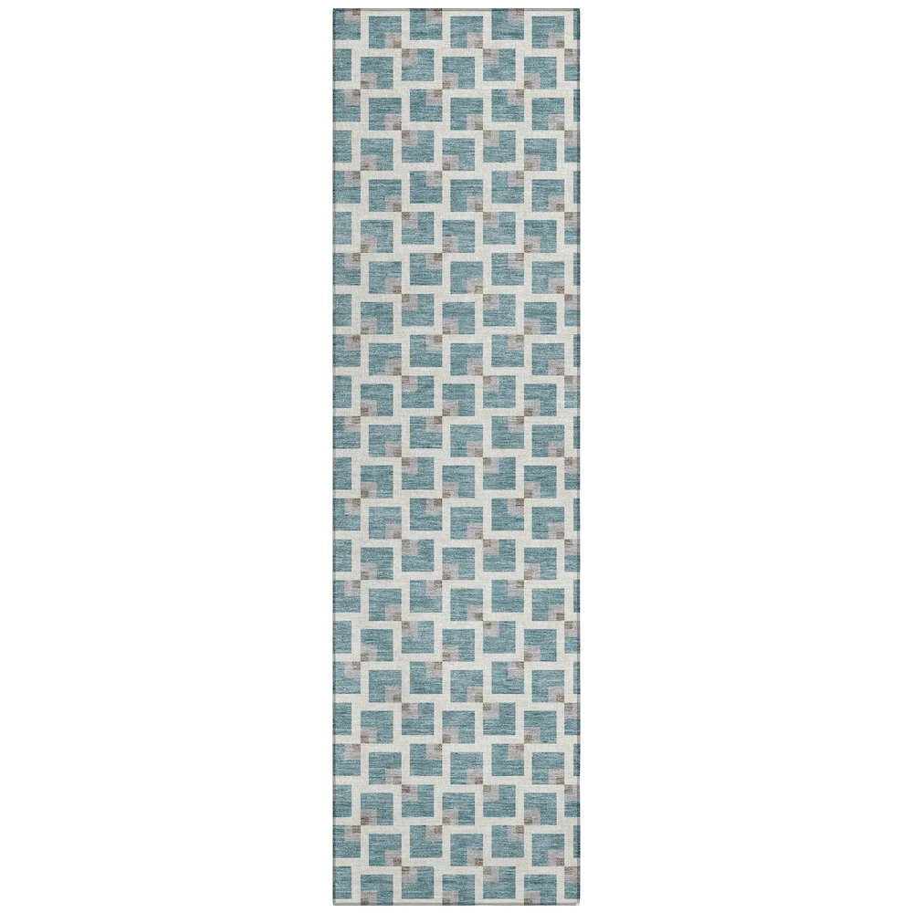 Machine Washable Indoor/Outdoor Chantille ACN2602 Teal 2'3" x 7'6" Runner Rug. Picture 1