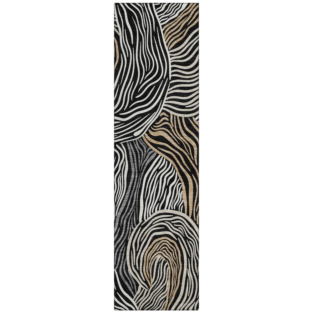 Machine Washable Indoor/Outdoor Chantille ACN2603 Black 2'3" x 7'6" Runner Rug. Picture 1