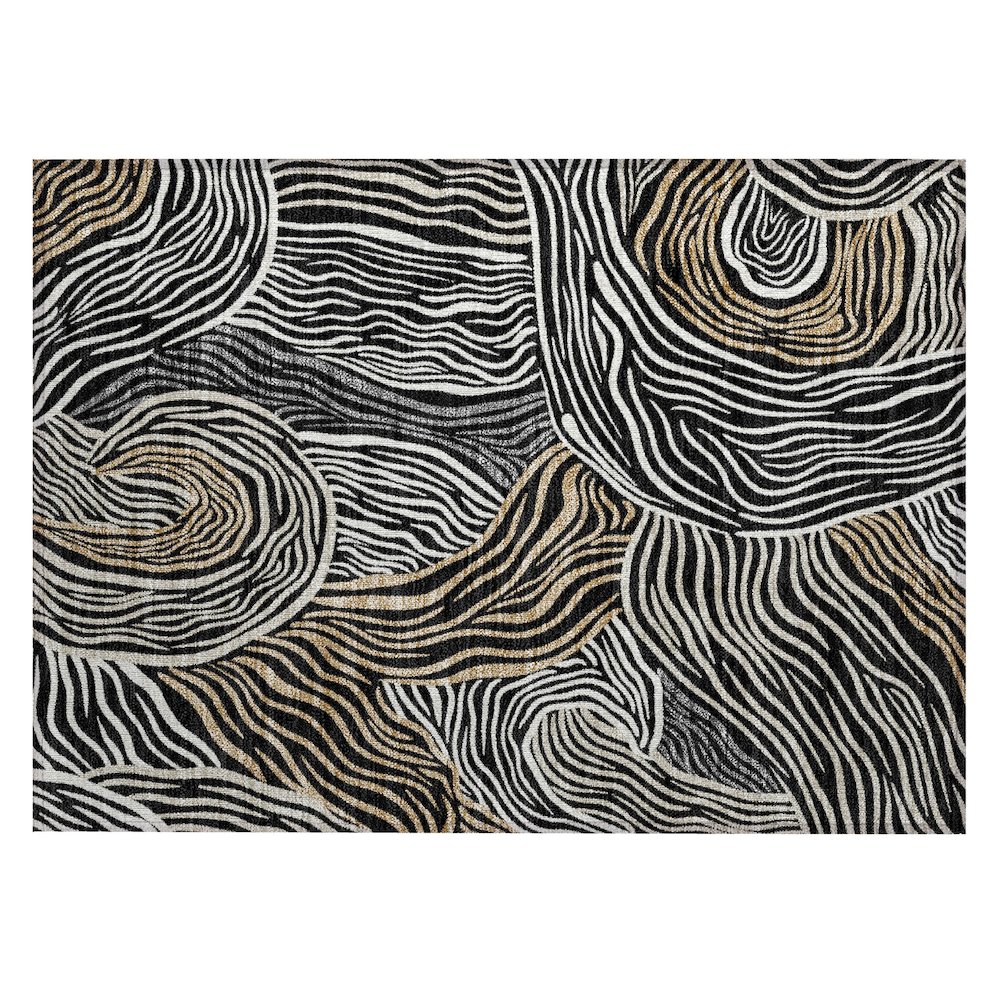 Machine Washable Indoor/Outdoor Chantille ACN2603 Black 1'8" x 2'6" Rug. Picture 1
