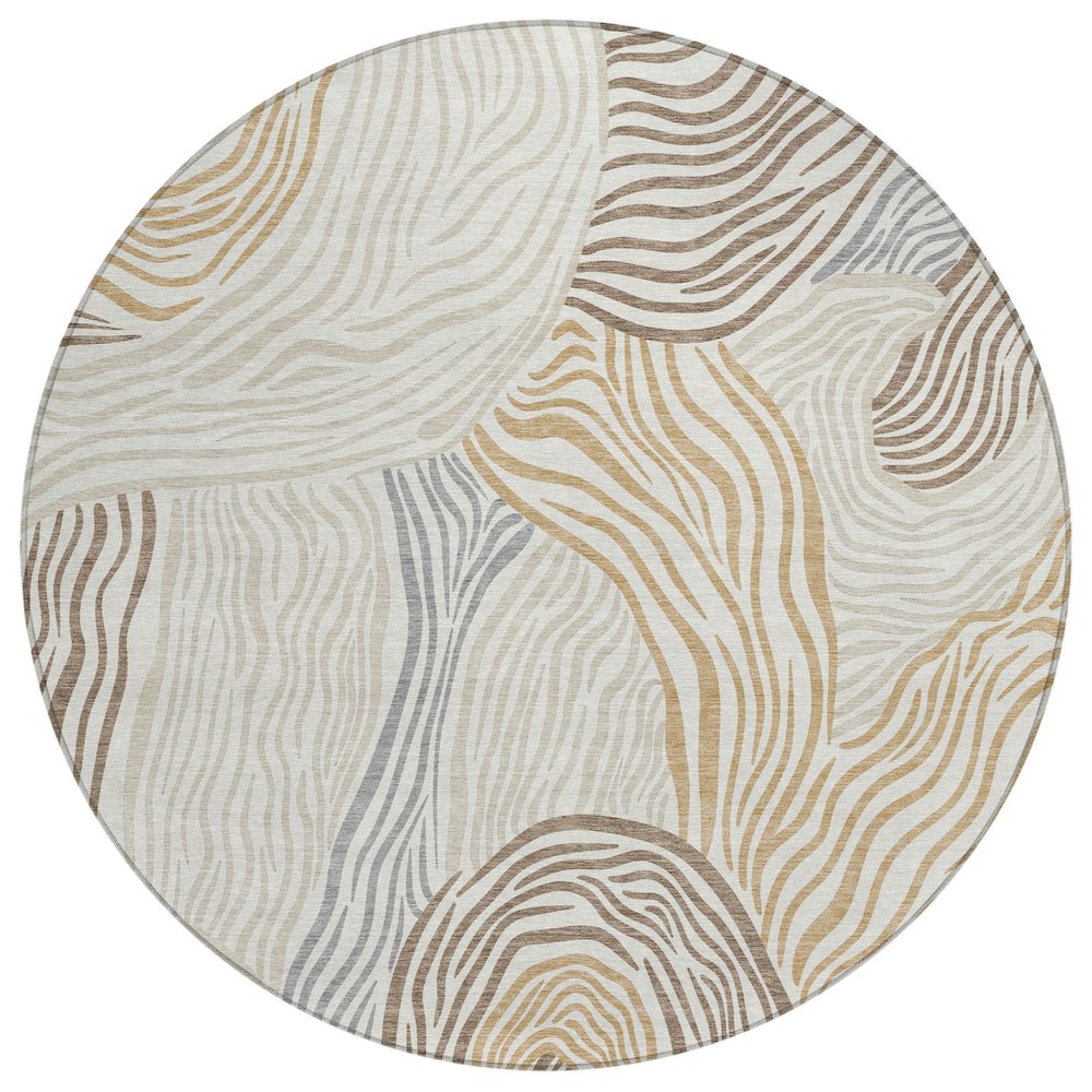Machine Washable Indoor/Outdoor Chantille ACN2603 Ivory 8' x 8' Round Rug. Picture 1