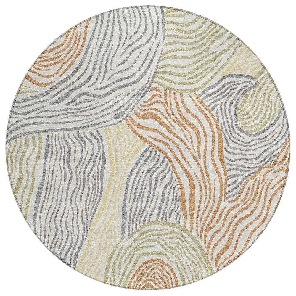 Machine Washable Indoor/Outdoor Chantille ACN2603 Ivory 8' x 8' Round Rug. Picture 1