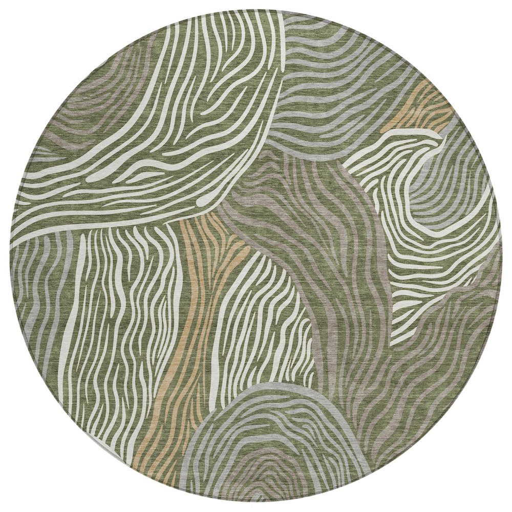 Machine Washable Indoor/Outdoor Chantille ACN2603 Green 8' x 8' Round Rug. Picture 1