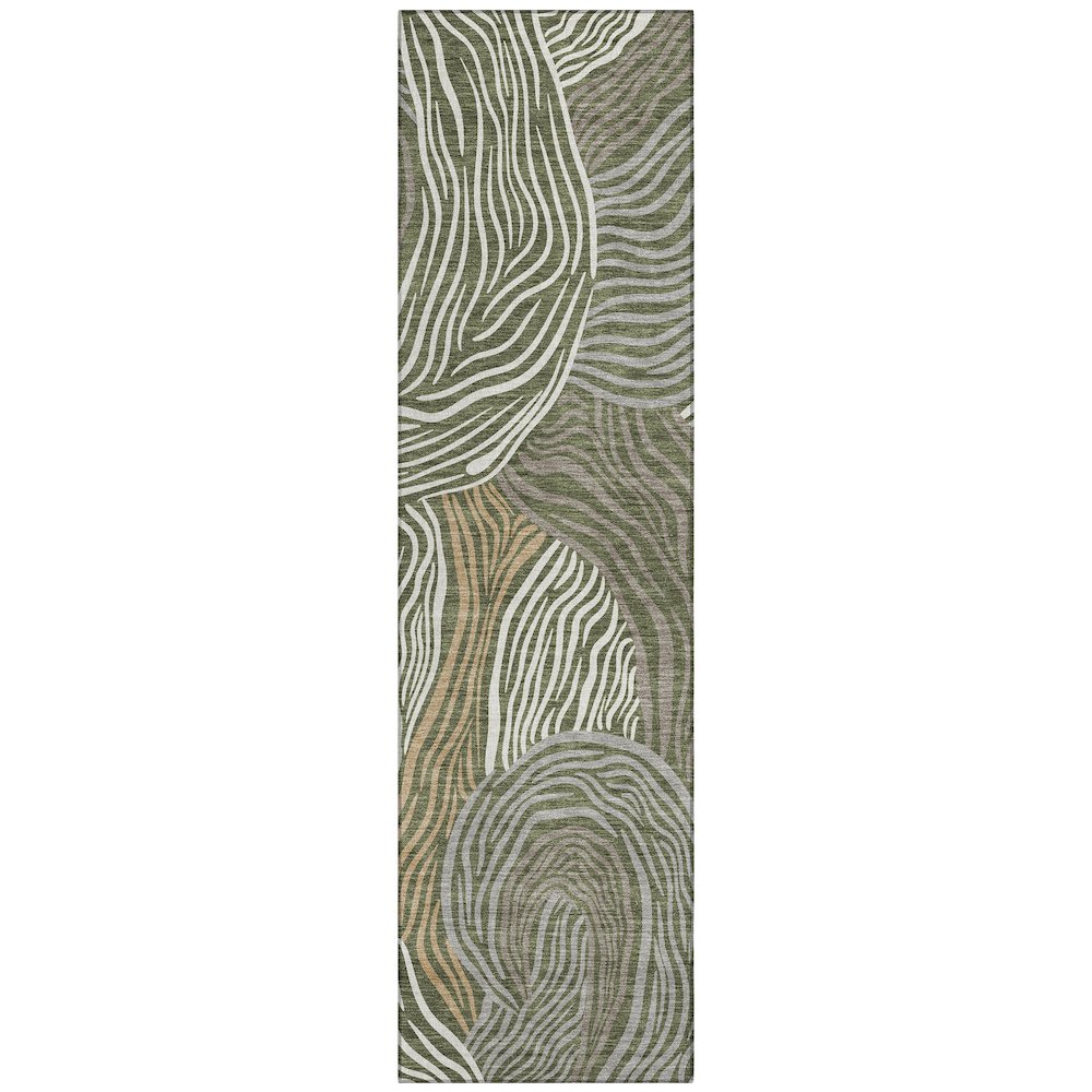 Machine Washable Indoor/Outdoor Chantille ACN2603 Green 2'3" x 7'6" Runner Rug. Picture 1