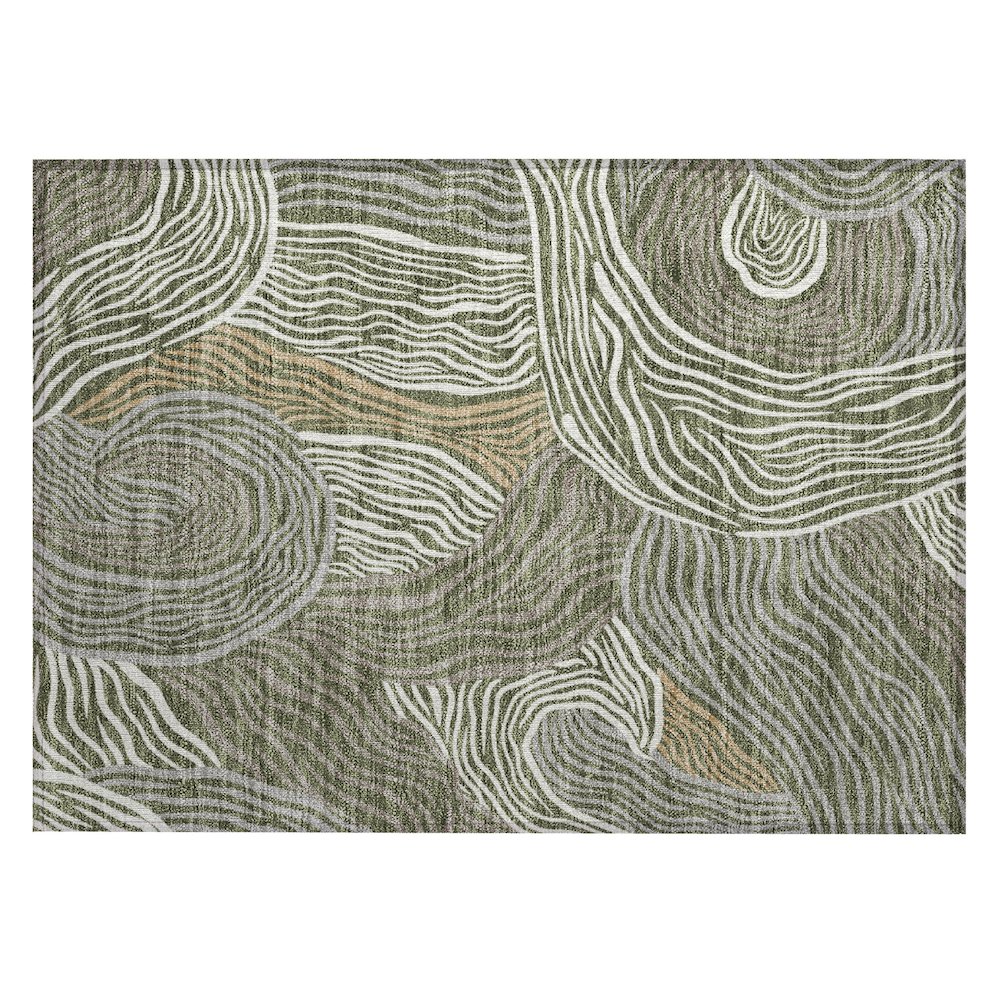 Machine Washable Indoor/Outdoor Chantille ACN2603 Green 1'8" x 2'6" Rug. Picture 1