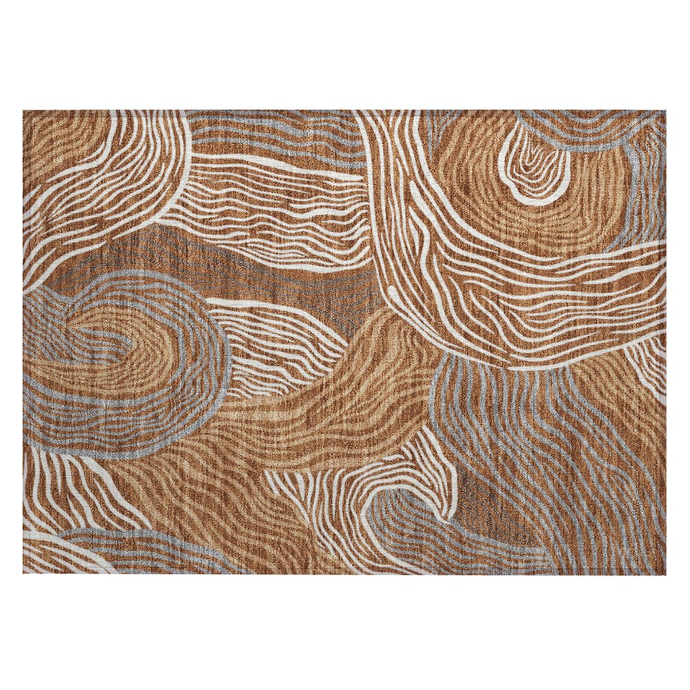 Machine Washable Indoor/Outdoor Chantille ACN2603 Orange 1'8" x 2'6" Rug. Picture 1