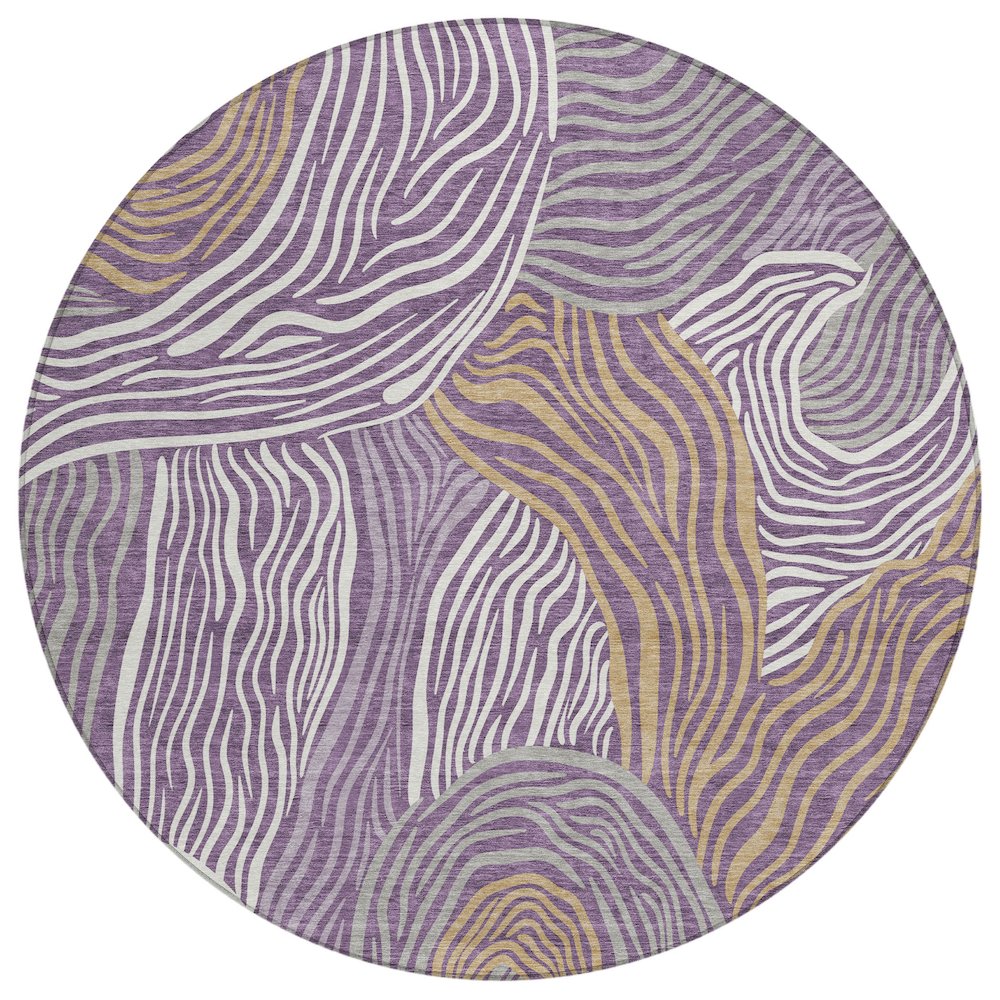 Machine Washable Indoor/Outdoor Chantille ACN2603 Purple 8' x 8' Round Rug. Picture 1