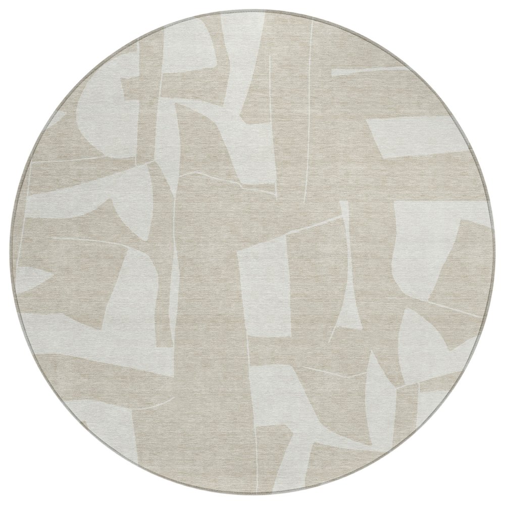 Machine Washable Indoor/Outdoor Chantille ACN2604 Brown 8' x 8' Round Rug. Picture 1