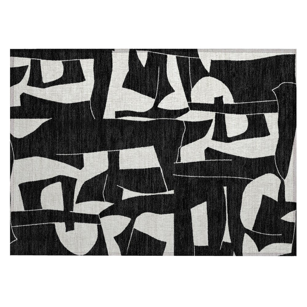 Machine Washable Indoor/Outdoor Chantille ACN2604 Black 1'8" x 2'6" Rug. Picture 1