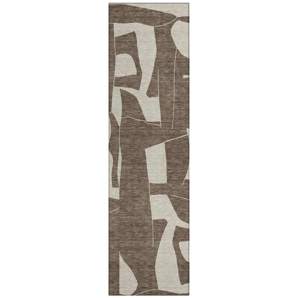 Machine Washable Indoor/Outdoor Chantille ACN2604 Brown 2'3" x 7'6" Runner Rug. Picture 1