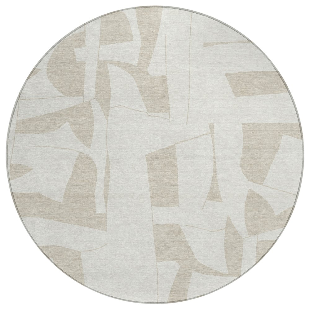 Machine Washable Indoor/Outdoor Chantille ACN2604 Ivory 8' x 8' Round Rug. Picture 1