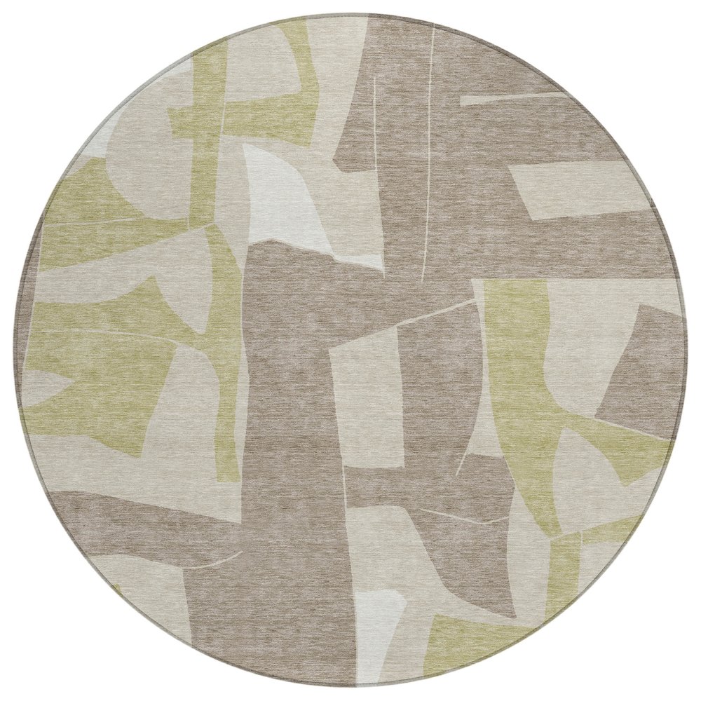 Machine Washable Indoor/Outdoor Chantille ACN2605 Brown 8' x 8' Round Rug. Picture 1