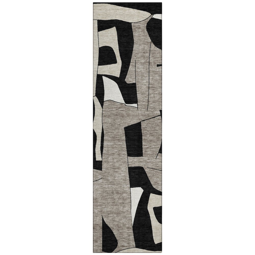 Machine Washable Indoor/Outdoor Chantille ACN2605 Black 2'3" x 7'6" Runner Rug. Picture 1