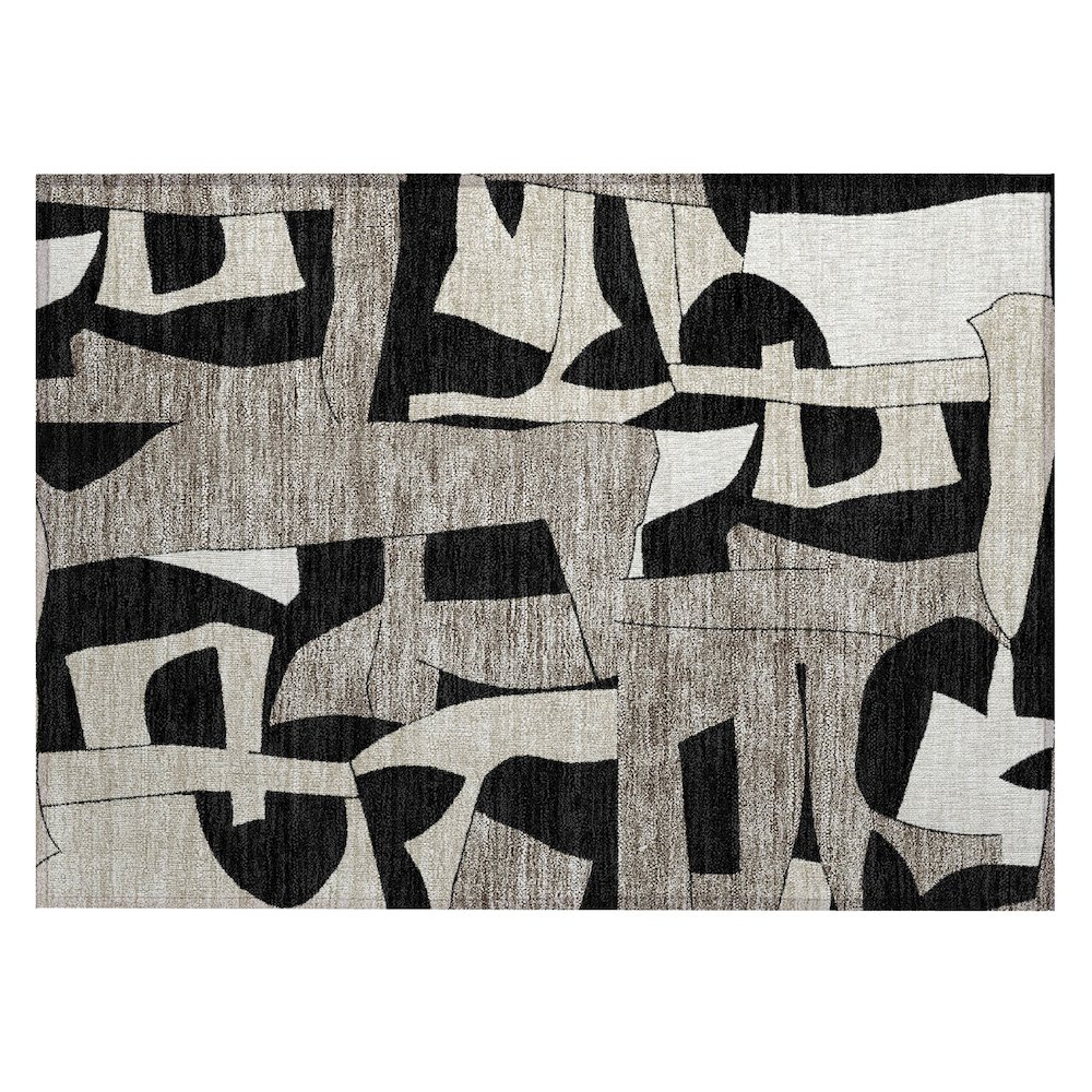 Machine Washable Indoor/Outdoor Chantille ACN2605 Black 1'8" x 2'6" Rug. Picture 1