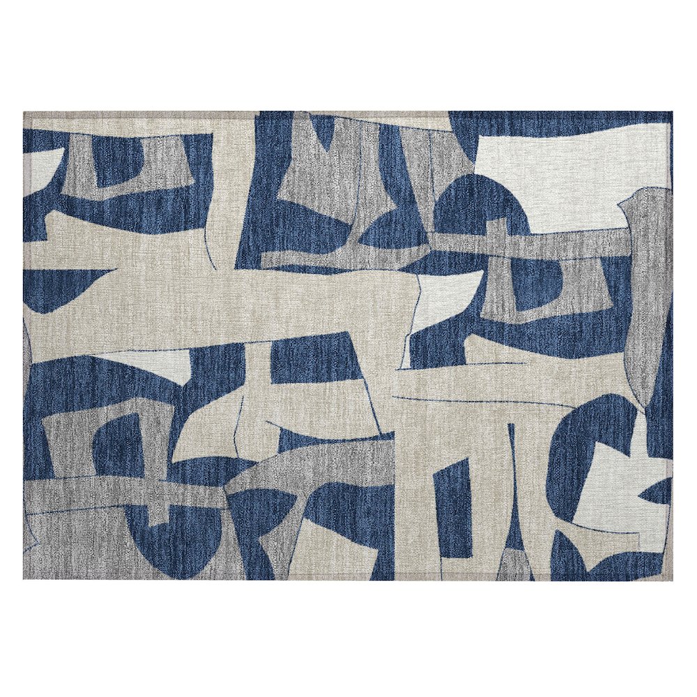 Machine Washable Indoor/Outdoor Chantille ACN2605 Blue 1'8" x 2'6" Rug. Picture 1
