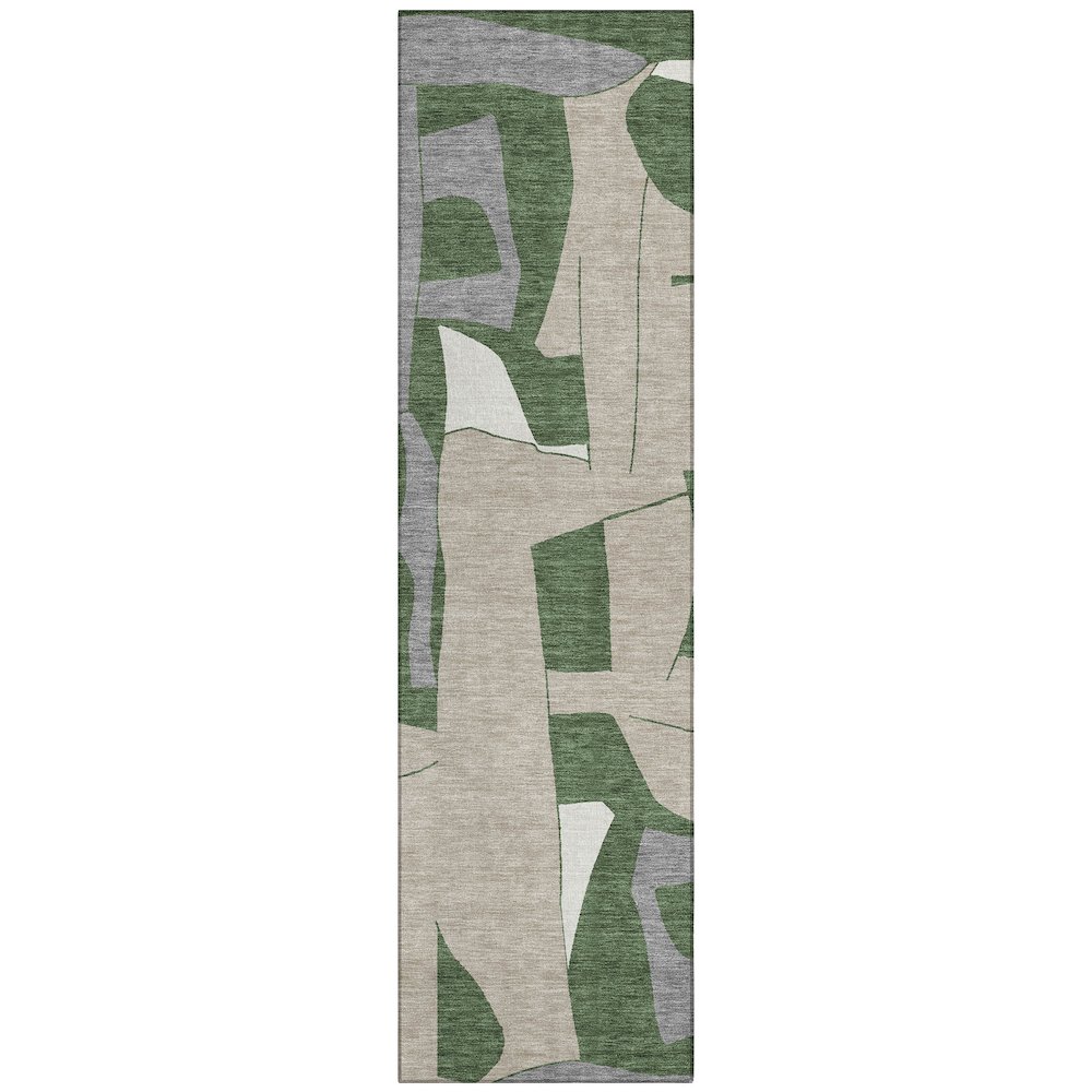 Machine Washable Indoor/Outdoor Chantille ACN2605 Green 2'3" x 7'6" Runner Rug. Picture 1