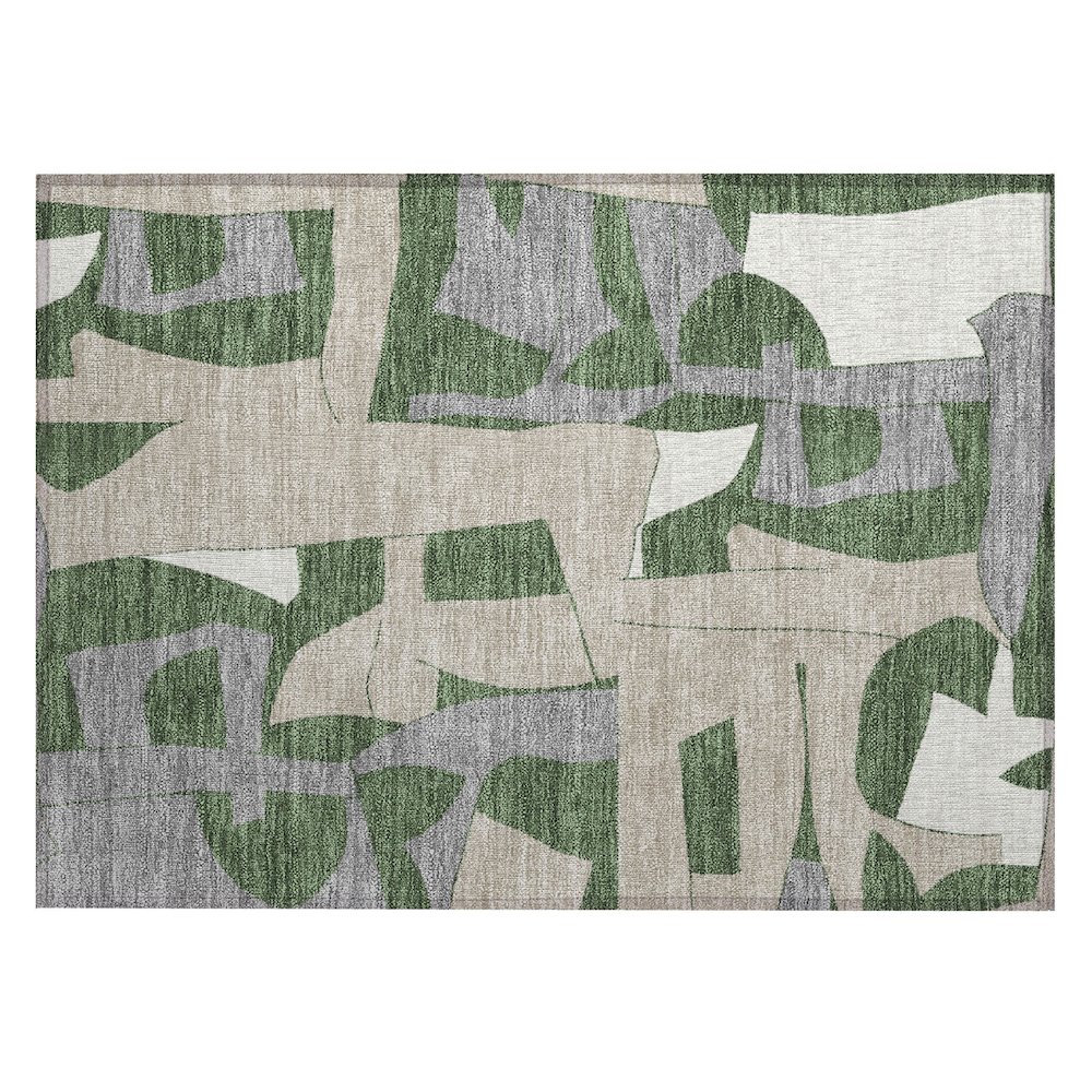 Machine Washable Indoor/Outdoor Chantille ACN2605 Green 1'8" x 2'6" Rug. Picture 1