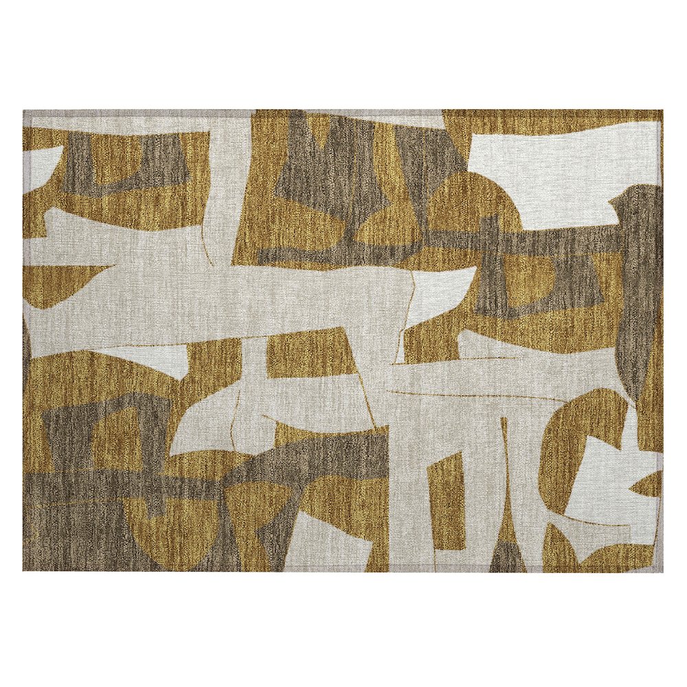 Machine Washable Indoor/Outdoor Chantille ACN2605 Gold 1'8" x 2'6" Rug. Picture 1