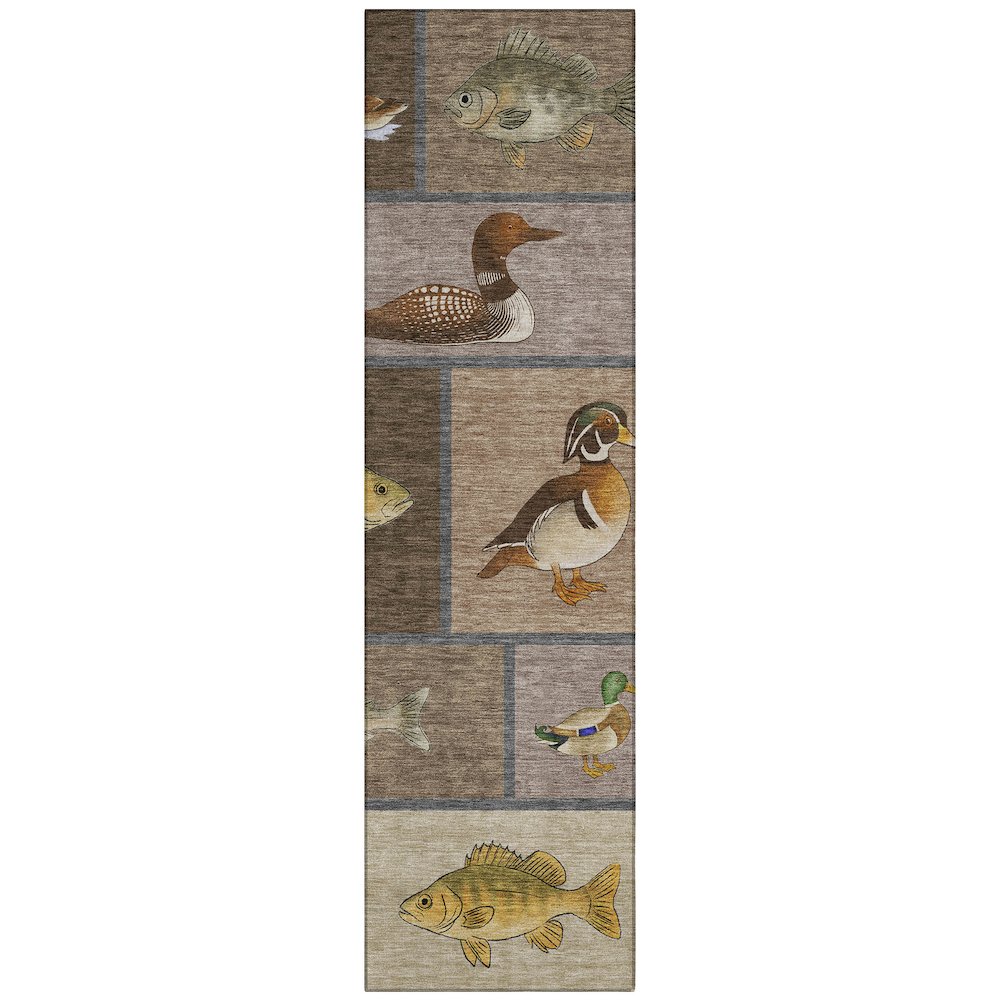 Machine Washable Indoor/Outdoor Chantille ACN2606 Brown 2'3" x 7'6" Runner Rug. Picture 1