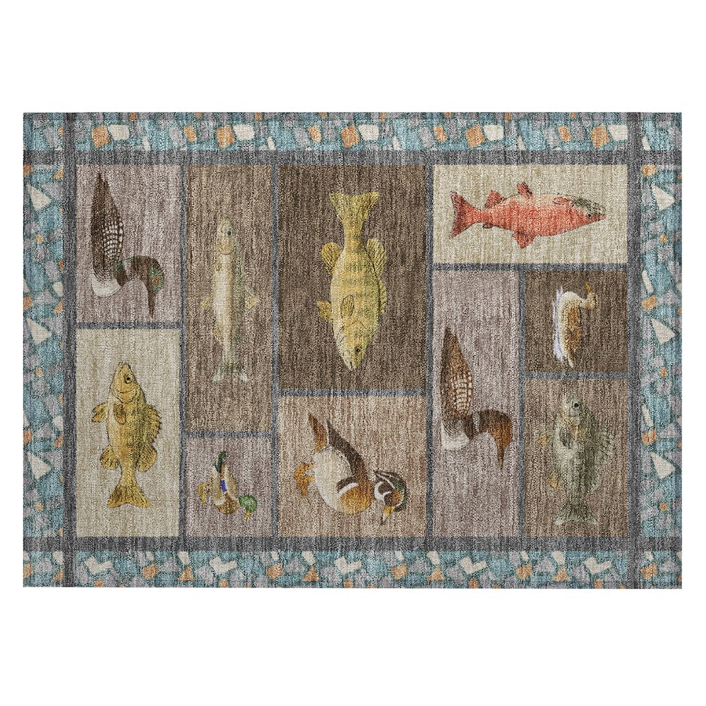 Machine Washable Indoor/Outdoor Chantille ACN2606 Brown 1'8" x 2'6" Rug. Picture 1