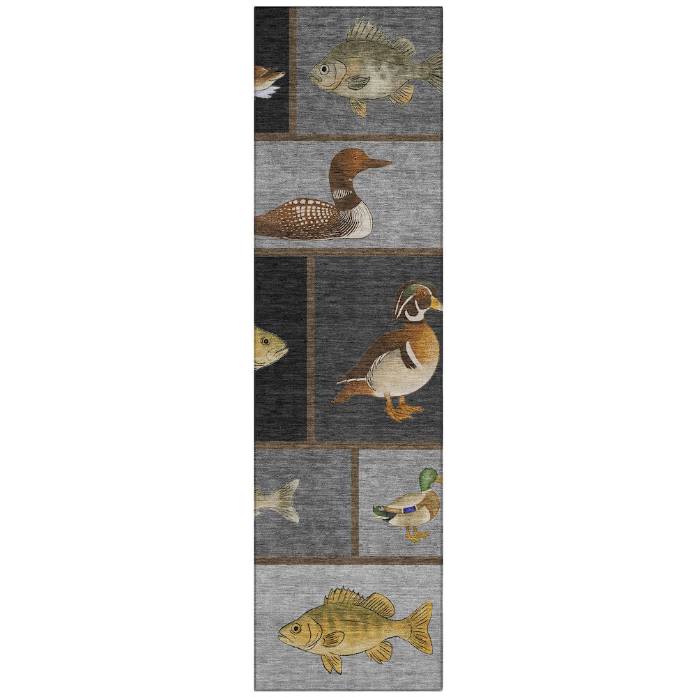 Machine Washable Indoor/Outdoor Chantille ACN2606 Gray 2'3" x 7'6" Runner Rug. Picture 1