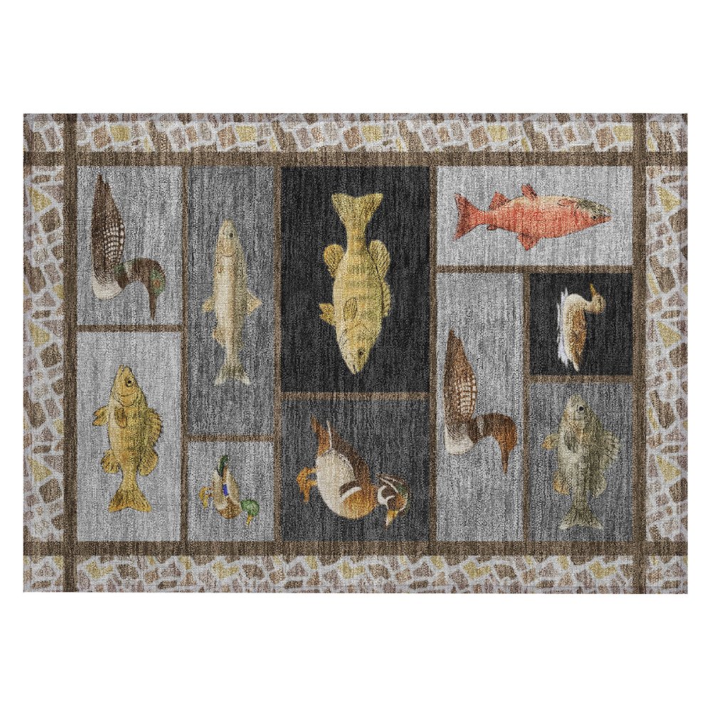 Machine Washable Indoor/Outdoor Chantille ACN2606 Gray 1'8" x 2'6" Rug. Picture 1