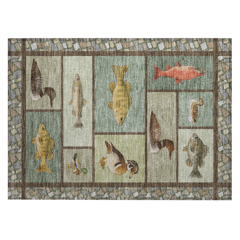 Machine Washable Indoor/Outdoor Chantille ACN2606 Green 1'8" x 2'6" Rug. Picture 1
