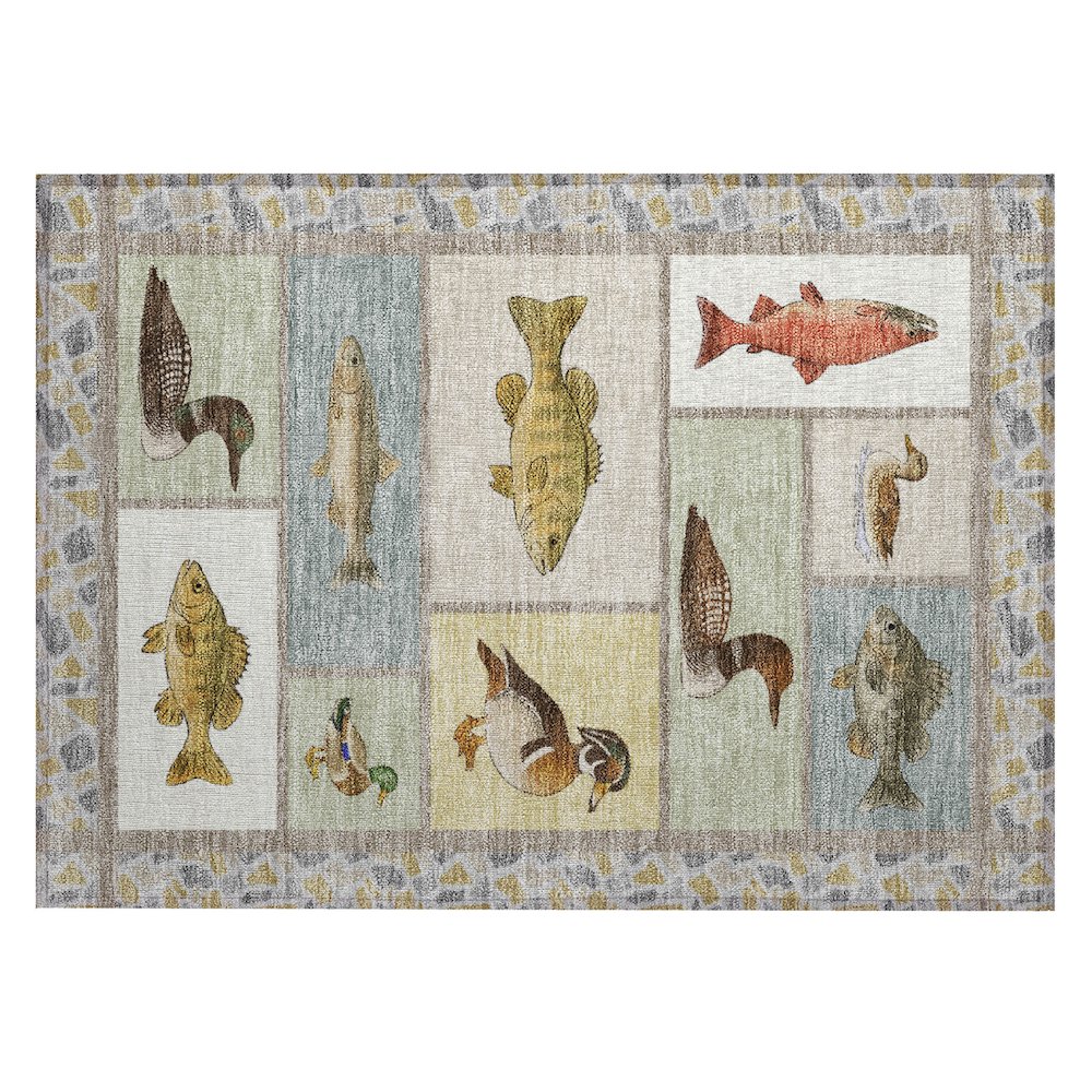 Machine Washable Indoor/Outdoor Chantille ACN2606 Ivory 1'8" x 2'6" Rug. Picture 1