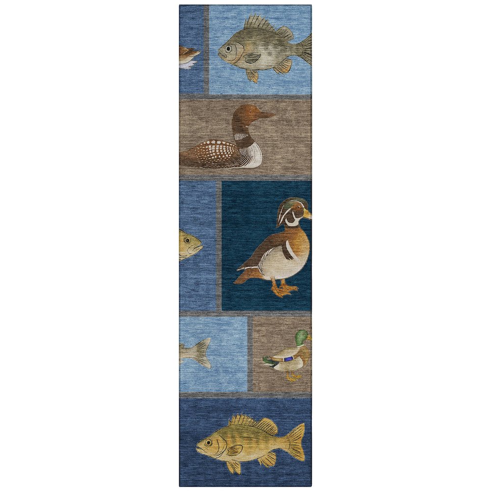 Machine Washable Indoor/Outdoor Chantille ACN2606 Blue 2'3" x 7'6" Runner Rug. Picture 1