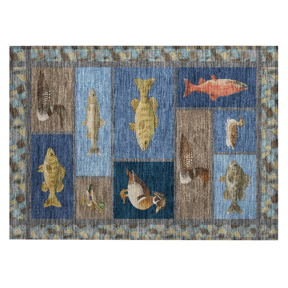 Machine Washable Indoor/Outdoor Chantille ACN2606 Blue 1'8" x 2'6" Rug. Picture 1