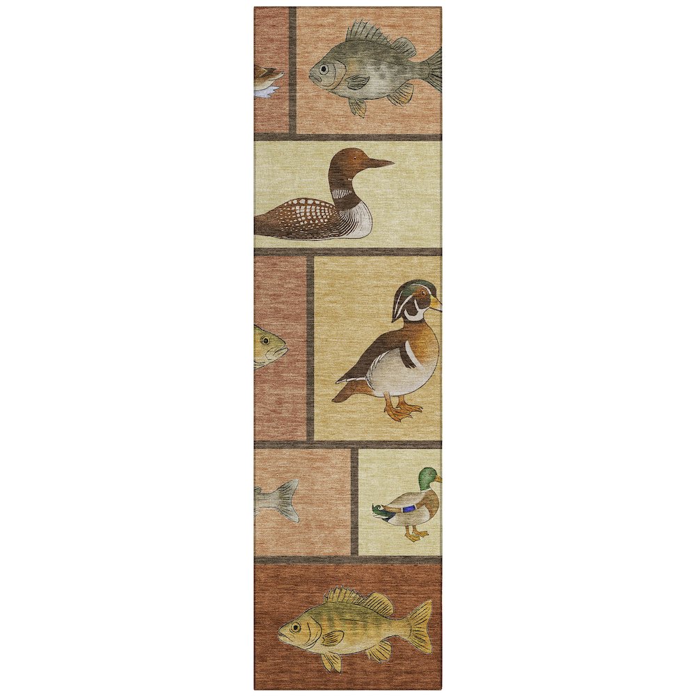Machine Washable Indoor/Outdoor Chantille ACN2606 Orange 2'3" x 7'6" Runner Rug. Picture 1