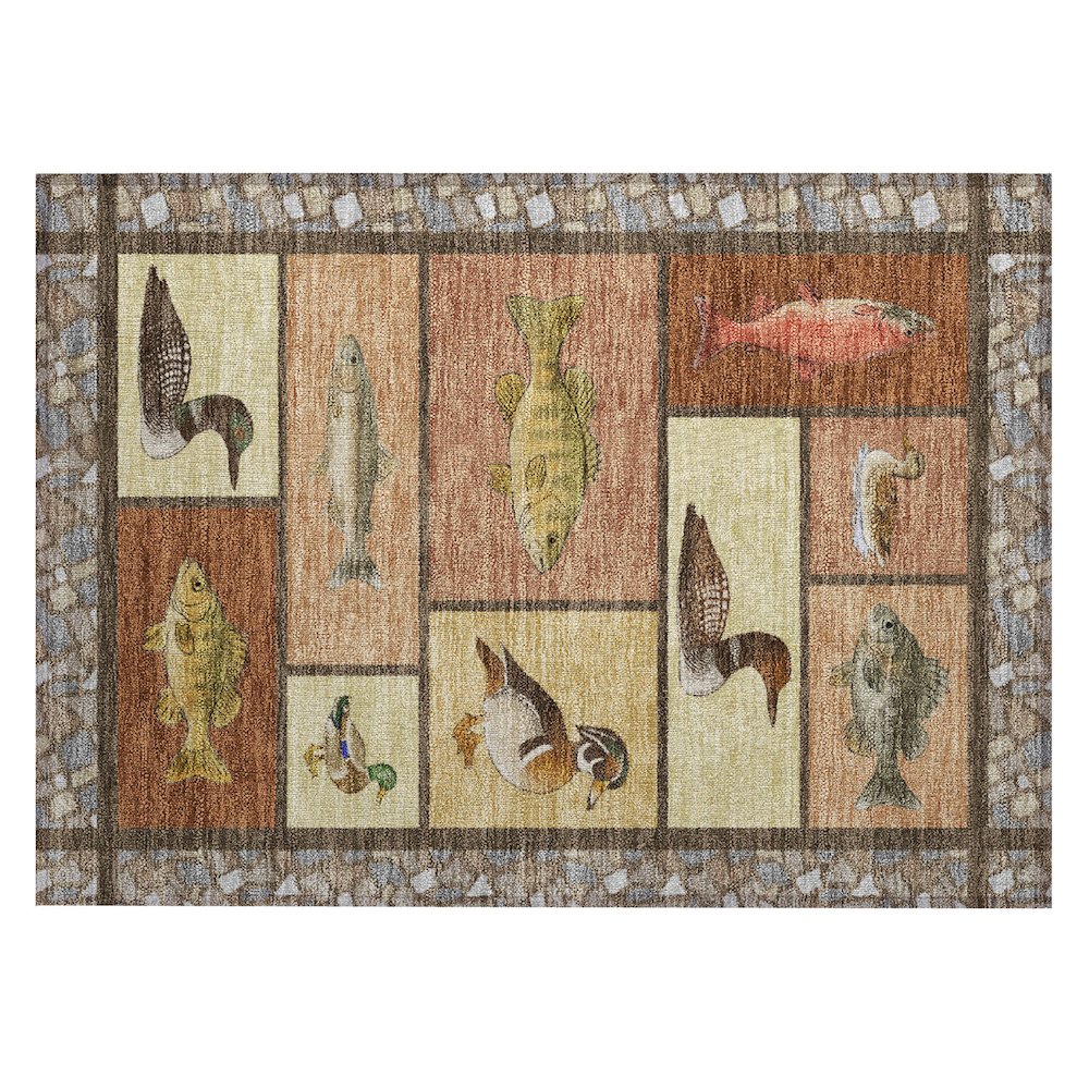 Machine Washable Indoor/Outdoor Chantille ACN2606 Orange 1'8" x 2'6" Rug. Picture 1