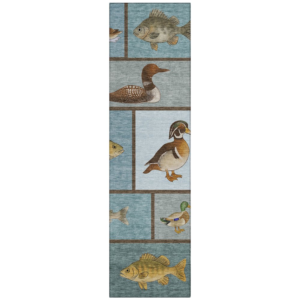 Machine Washable Indoor/Outdoor Chantille ACN2606 Teal 2'3" x 7'6" Runner Rug. Picture 1