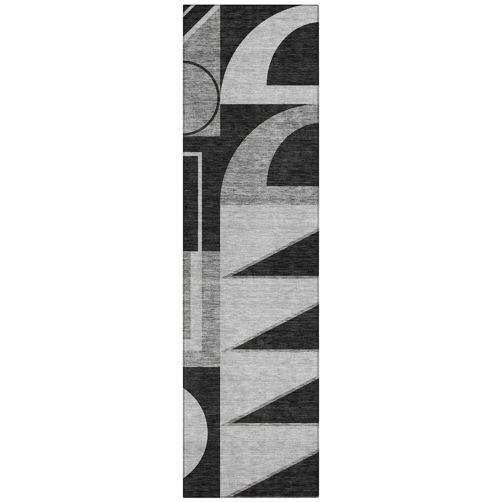 Machine Washable Indoor/Outdoor Chantille ACN2607 Black 2'3" x 7'6" Runner Rug. Picture 1