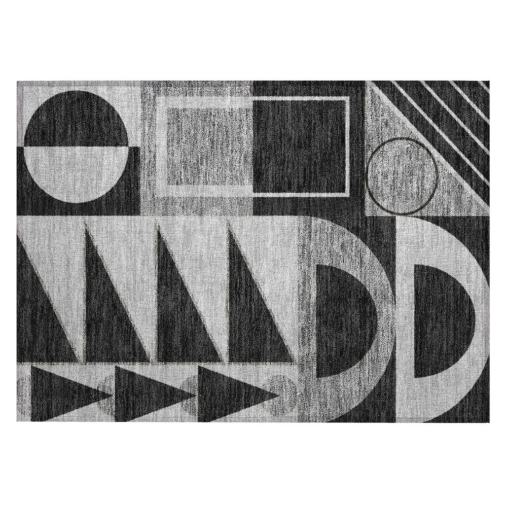 Machine Washable Indoor/Outdoor Chantille ACN2607 Black 1'8" x 2'6" Rug. Picture 1
