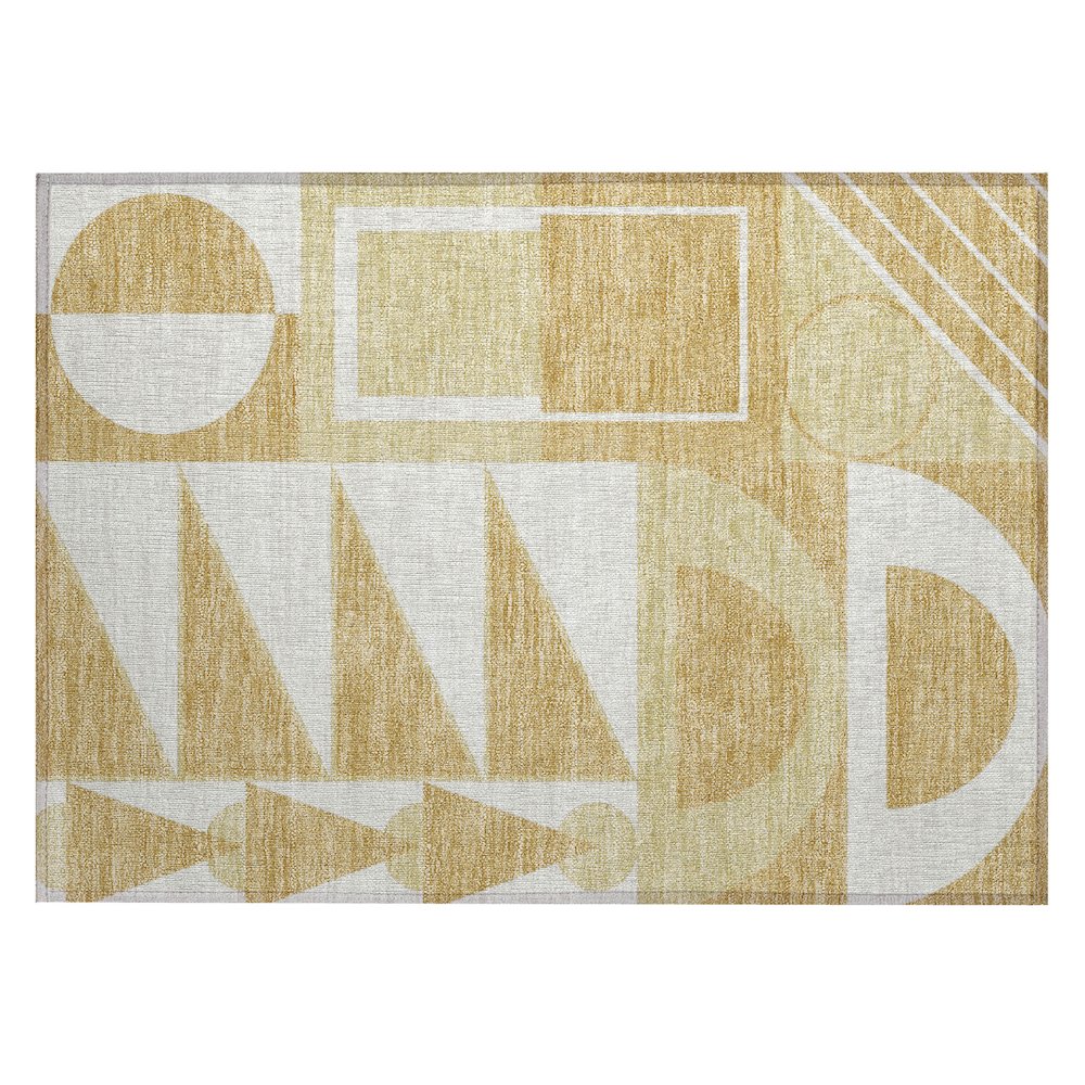 Machine Washable Indoor/Outdoor Chantille ACN2607 Gold 1'8" x 2'6" Rug. Picture 1