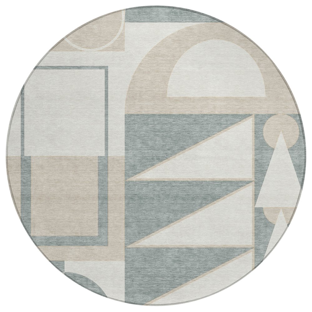 Machine Washable Indoor/Outdoor Chantille ACN2607 Ivory 8' x 8' Round Rug. Picture 1