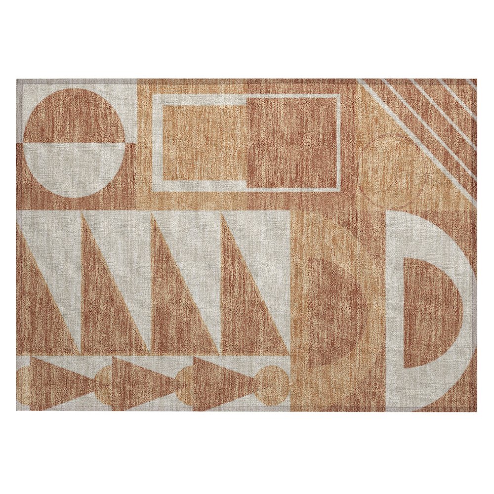 Machine Washable Indoor/Outdoor Chantille ACN2607 Orange 1'8" x 2'6" Rug. Picture 1