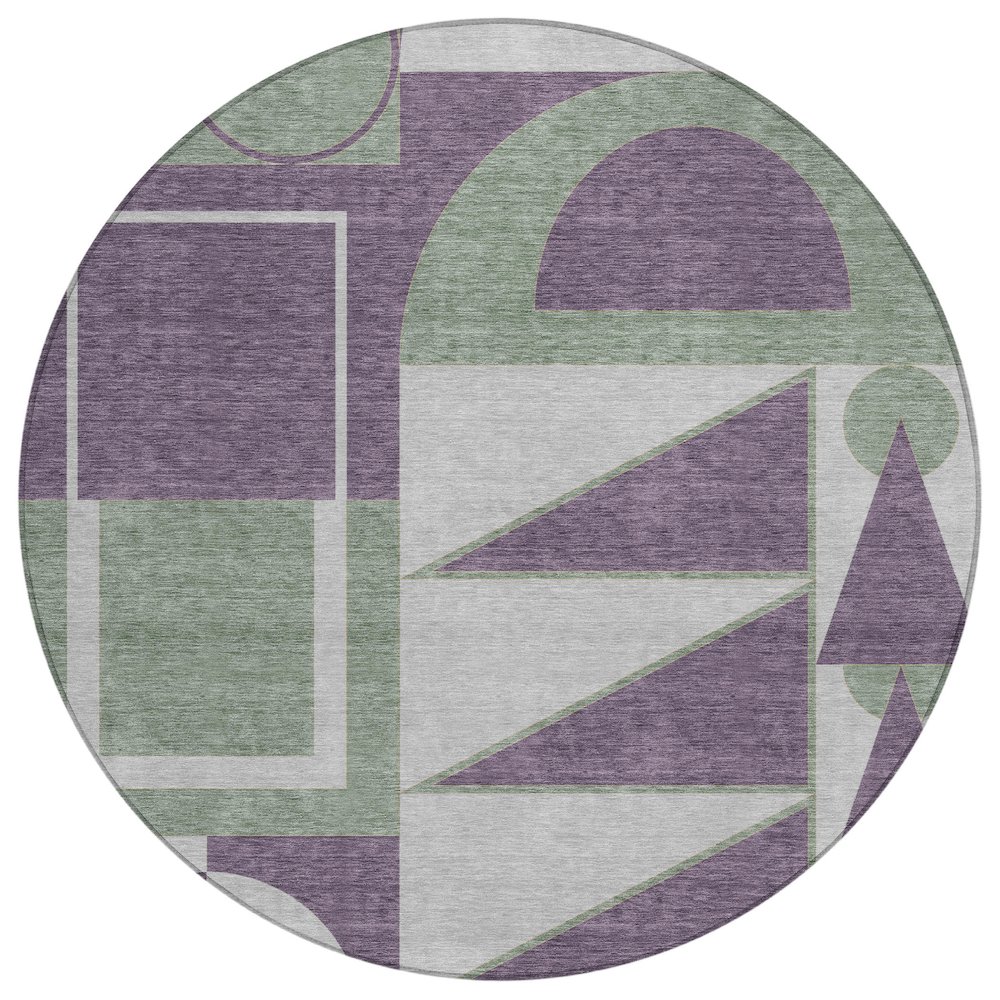 Machine Washable Indoor/Outdoor Chantille ACN2607 Purple 8' x 8' Round Rug. Picture 1